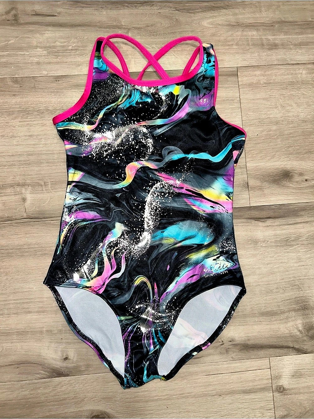 Justice Dance Gym Galaxy Leotard Girls Abstract One-Piece Swimsuit Size